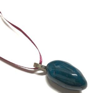 Handmade gemstone pendant necklace blue teal polished gemstone MUN AND ME FASHIO